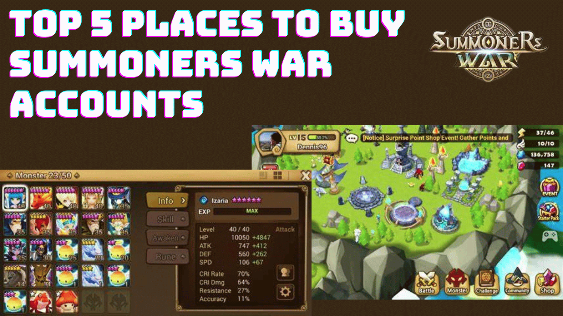 Summoners War: Sky Arena Accounts for sale - FunPay