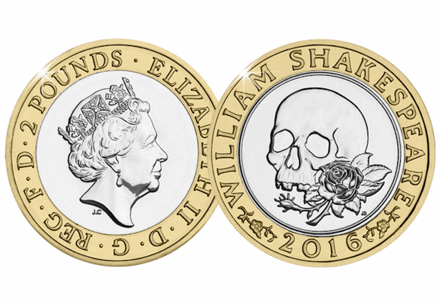 Shakespeare's Tragedies UK Skull £2 Coin