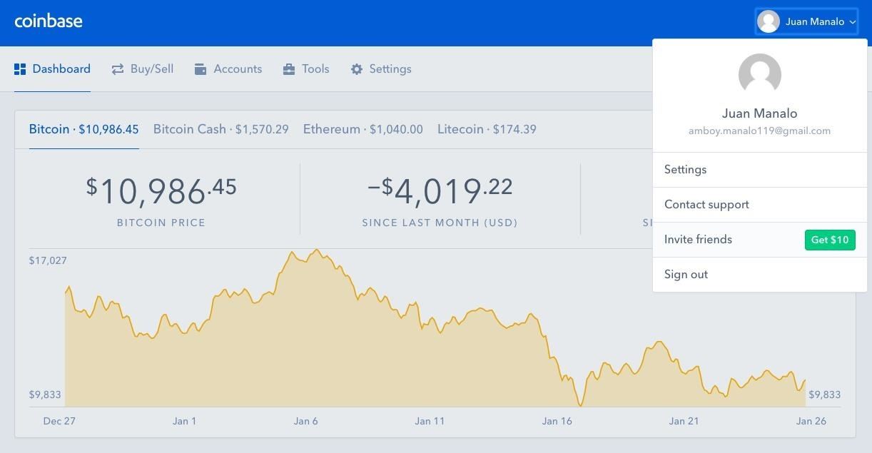 Coinbase’s simple inline invite panel and referral rewards