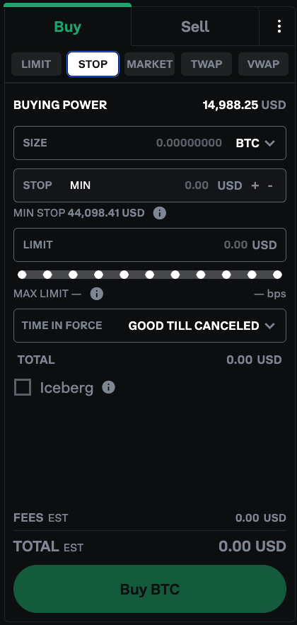 Coinbase Pro Trailing Stop Order