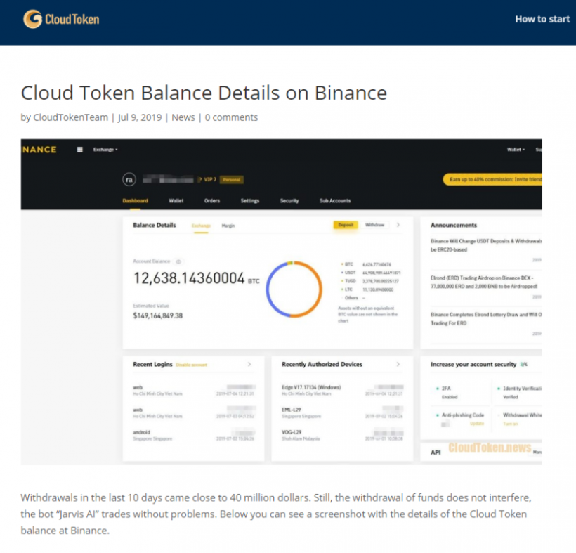 Cloud Token (CLOUD) live coin price, charts, markets & liquidity