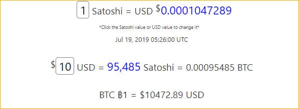 Convert Satoshi to USD Dollar and USD to Satoshi