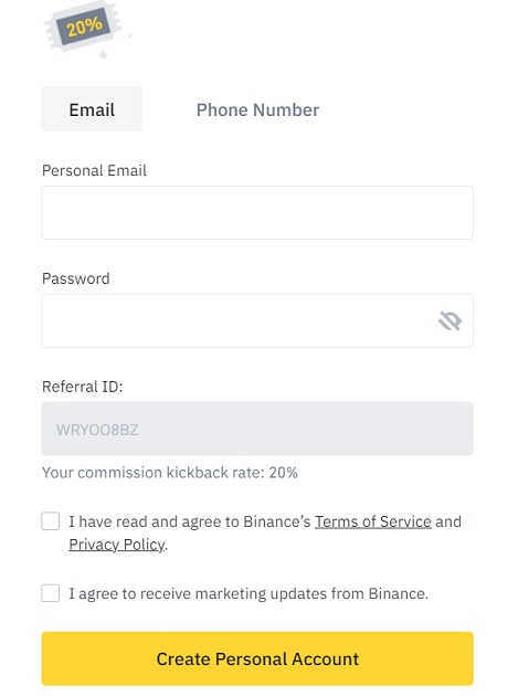 Binance Referral ID code: 20% Extra Fee Cashback + 25% BNB discount