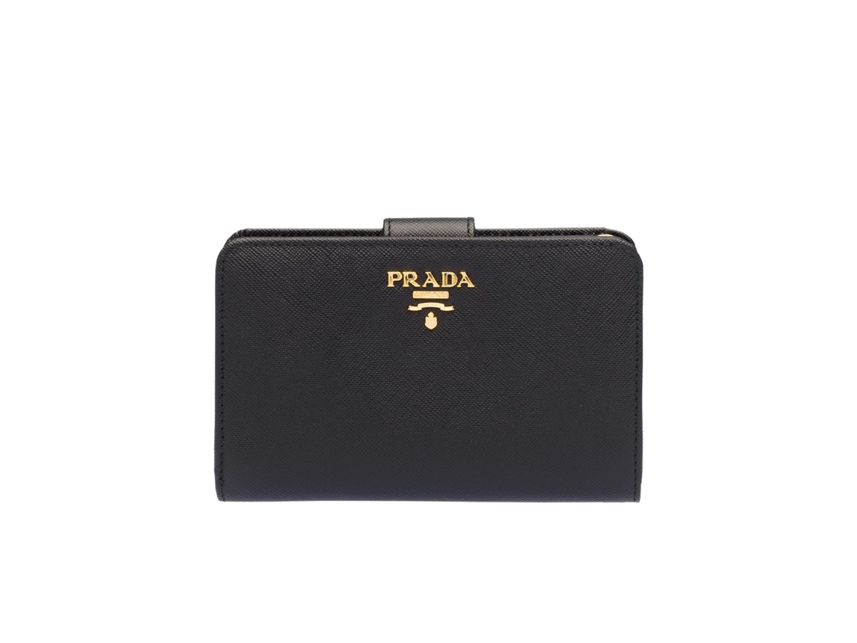 PRADA Saffiano Bi-Fold Leather Wallet w/ Coin Pocket (Black / Fiery Re – Trilogy Merch PH