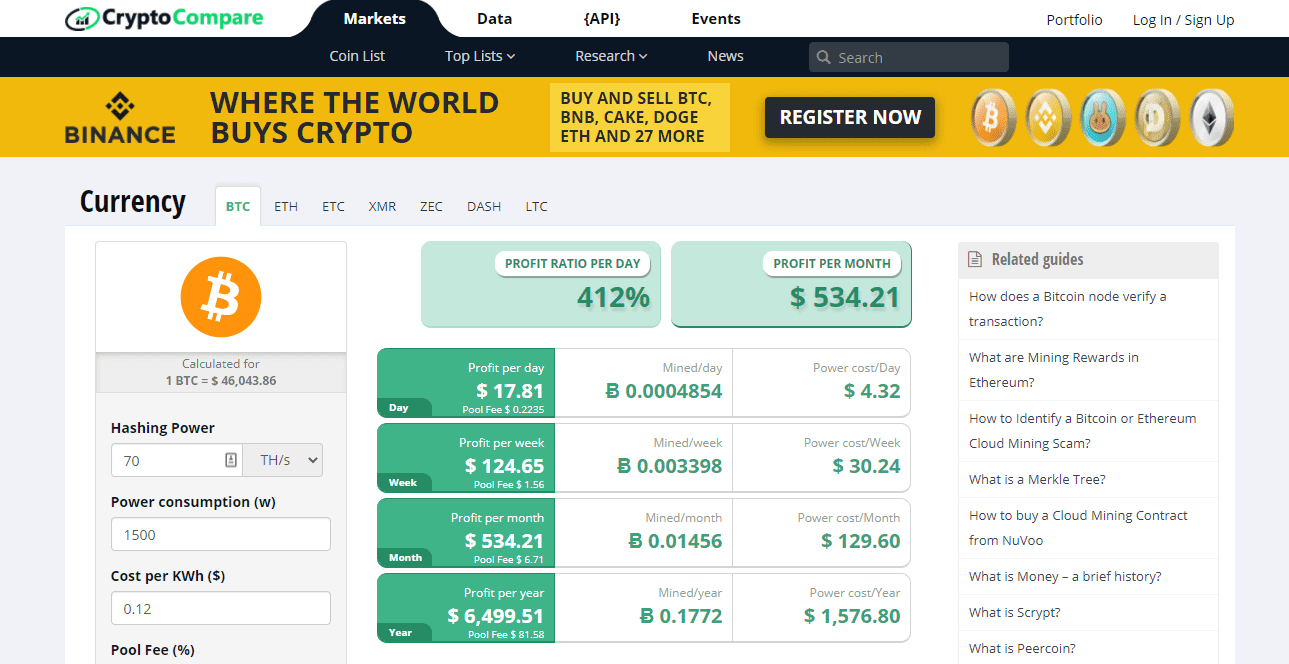 Bitcoin Mining Profit Calculator