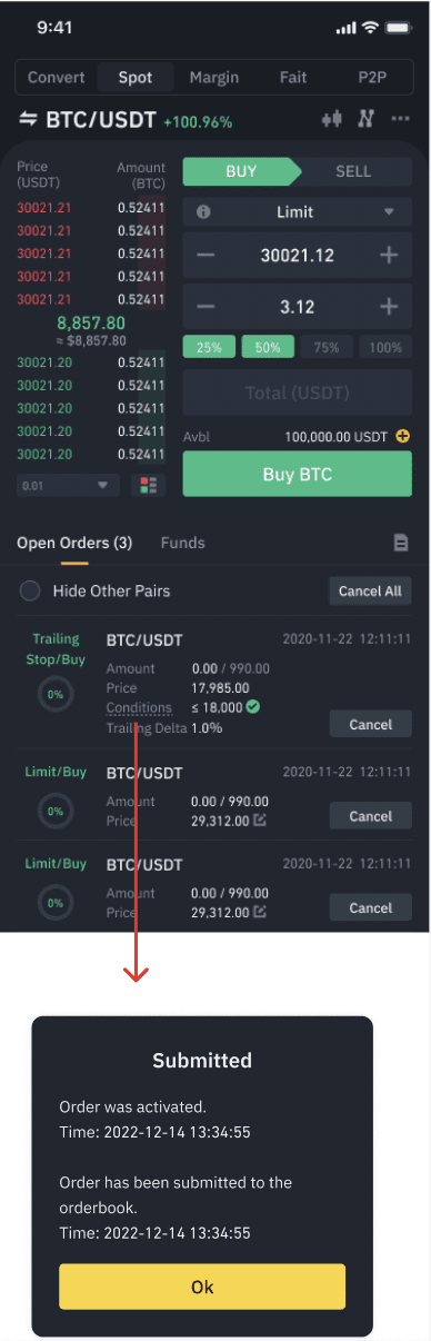 Binance Trailing Stop Order