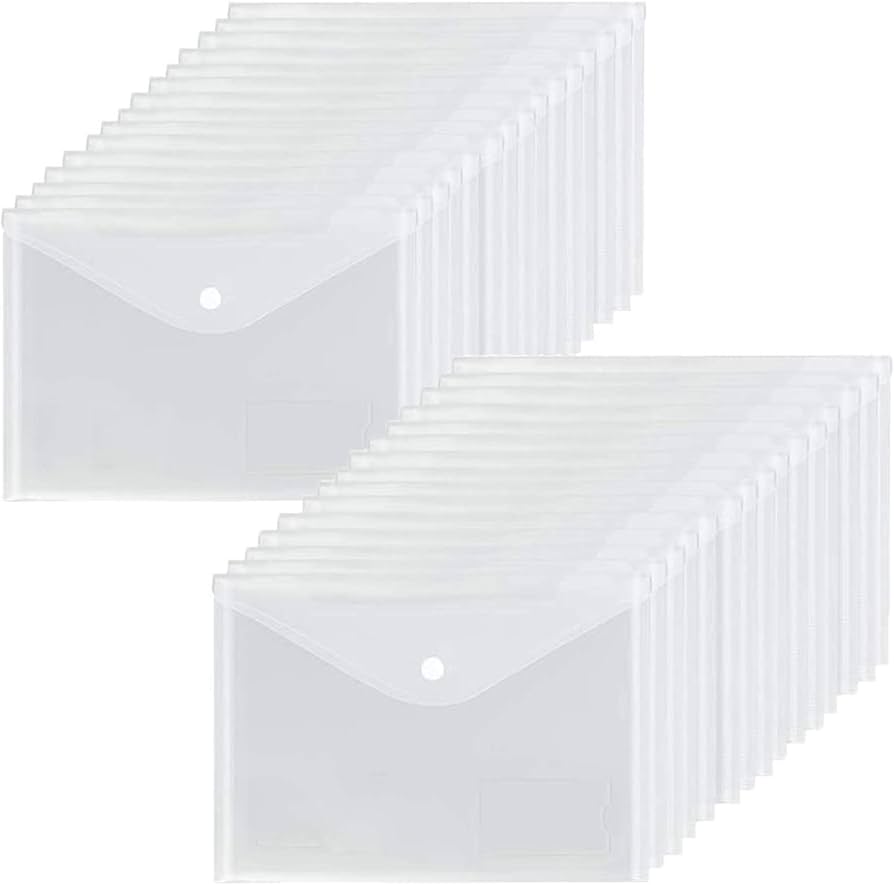 A5 Popper Wallets 5pk - Clear | Filing Stationery - B&M