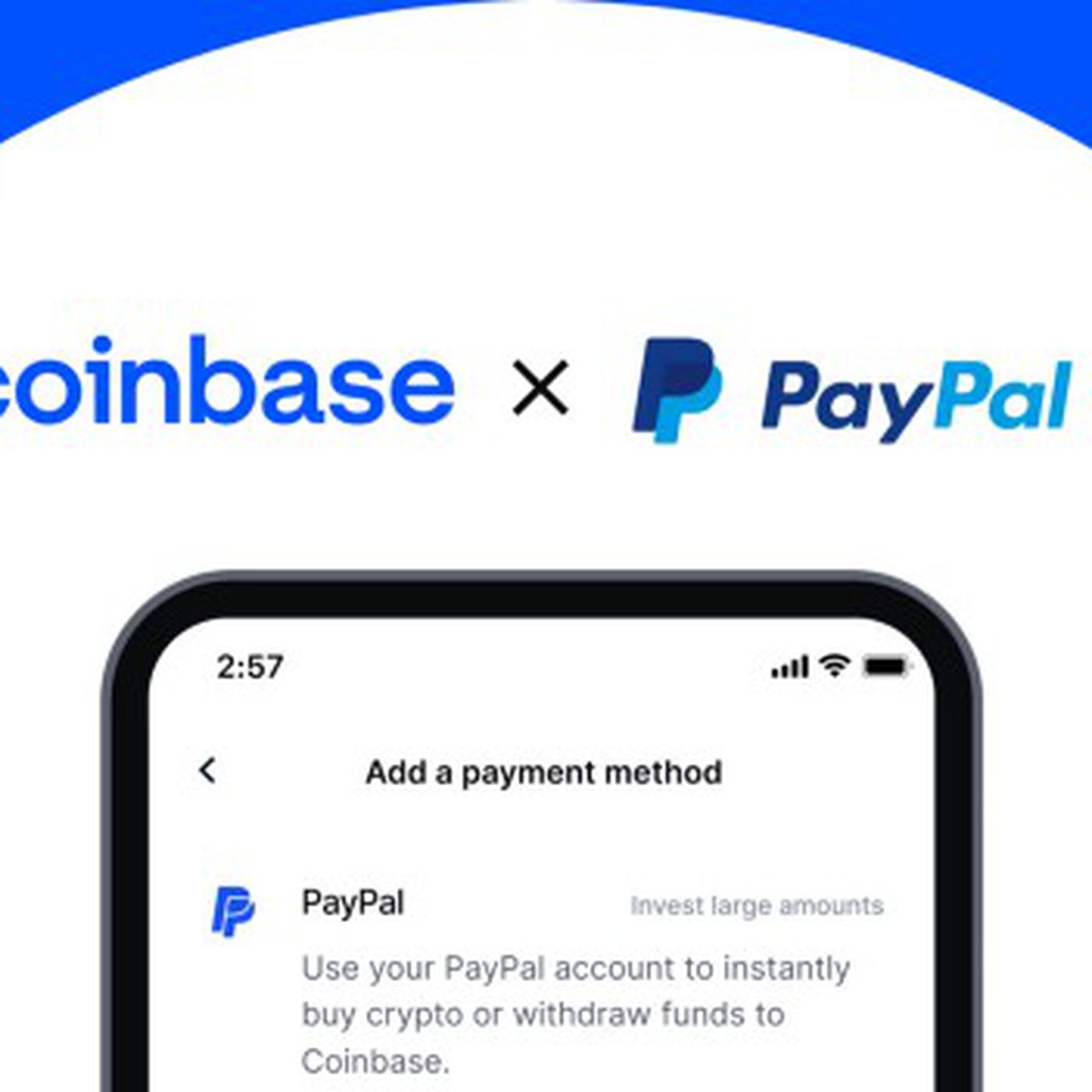 Coinbase lets customers in the US buy crypto via PayPal account