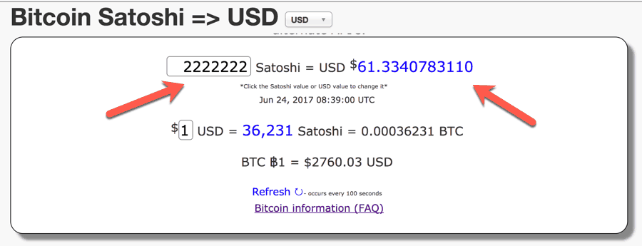 Satoshi to USD Price Calculator & SAT to ALTs Converter