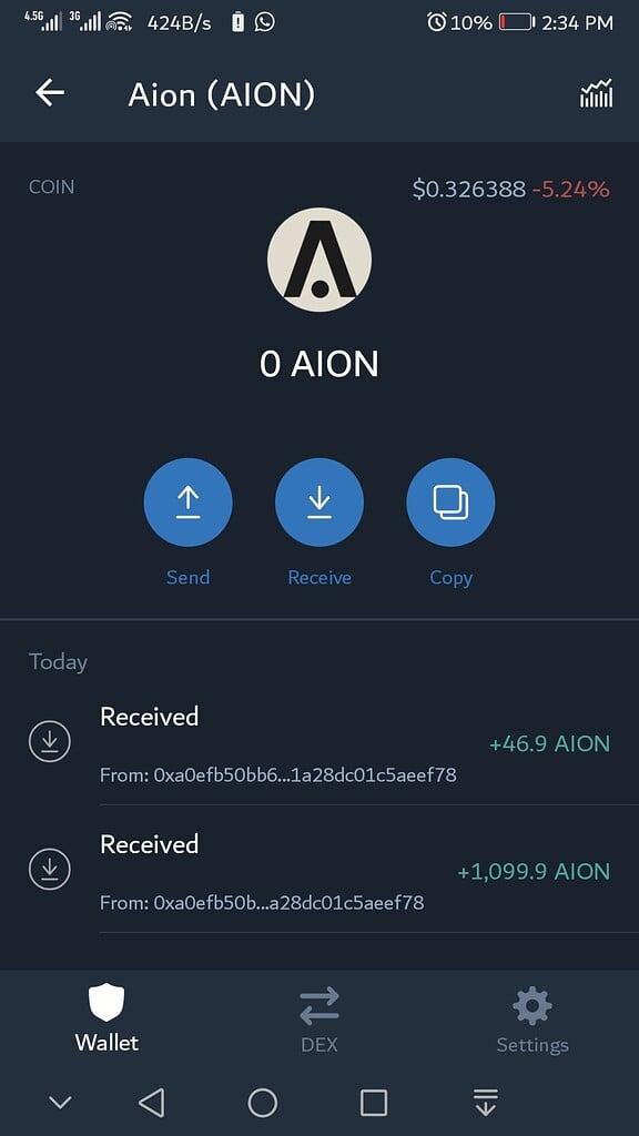 Aion AION Wallet for Android, iOS, Windows, Linux and MacOS | Coinomi