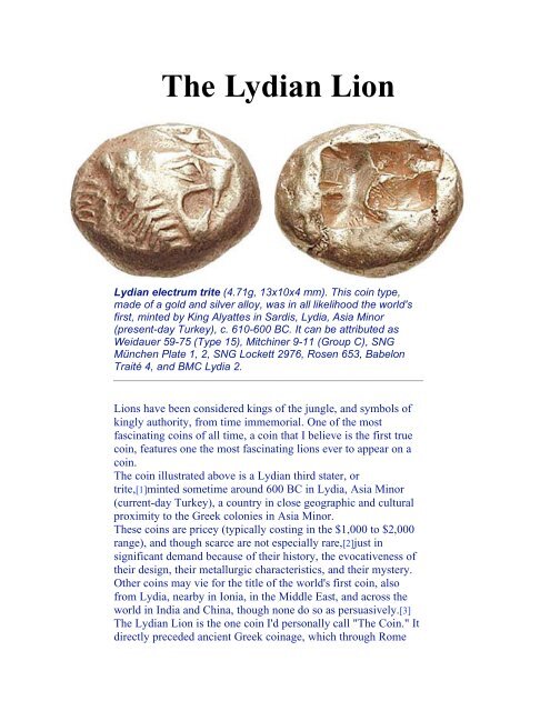 Lydian Coin | Persian Empire | Austin Coins