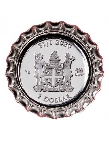 Fiji - 1+2 Dollar Coca Cola silver coins in crown | Barnebys