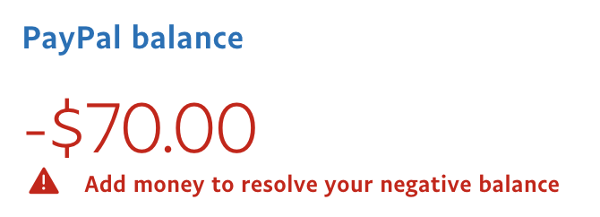 What should I do if my balance is negative? | PayPal VA