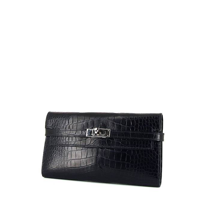 Hermès Kelly Longue Wallet Black Portefeuille Depliant Alligator