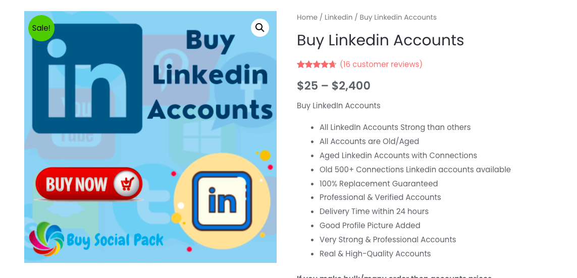 Buy Linkedin Accounts - Aged LinkedIn Profiles For Sale