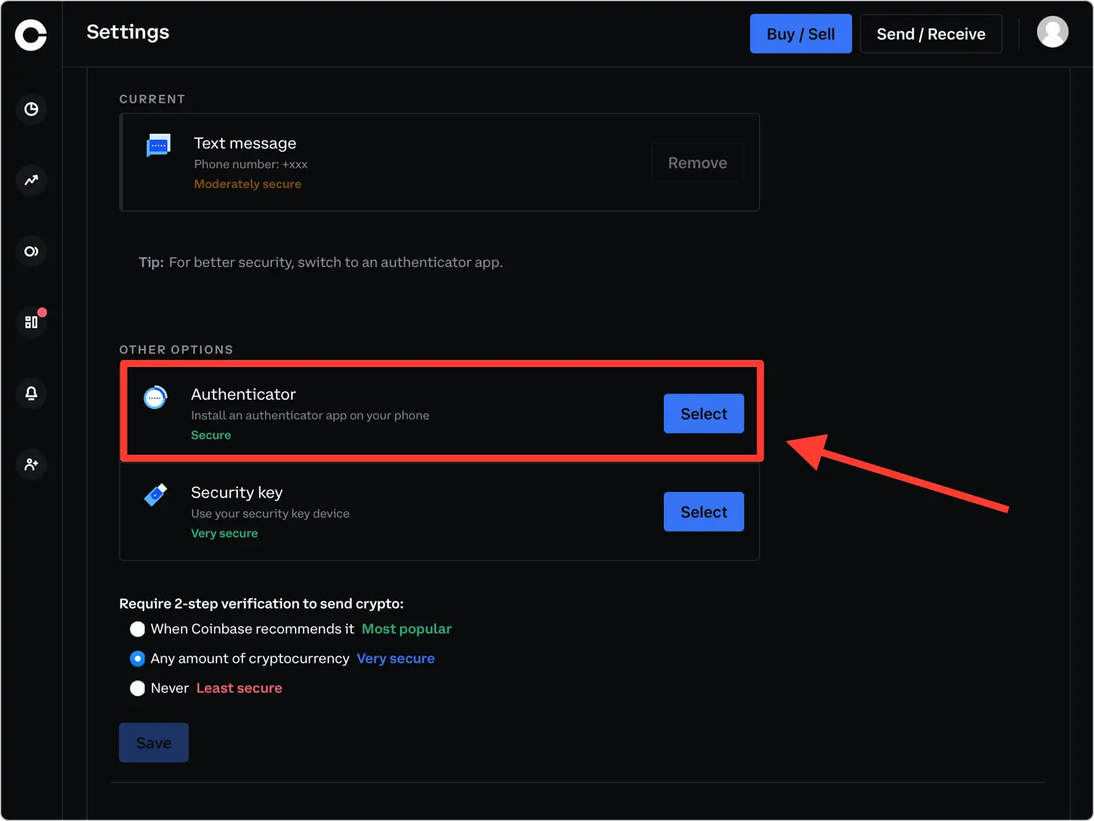 How to enable 2-step verification for Coinbase