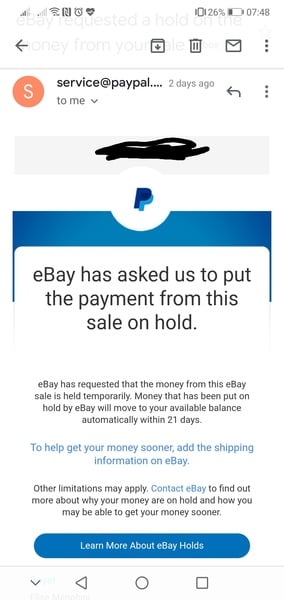 Item delivered a week ago, payment still on hold. - The eBay Canada Community