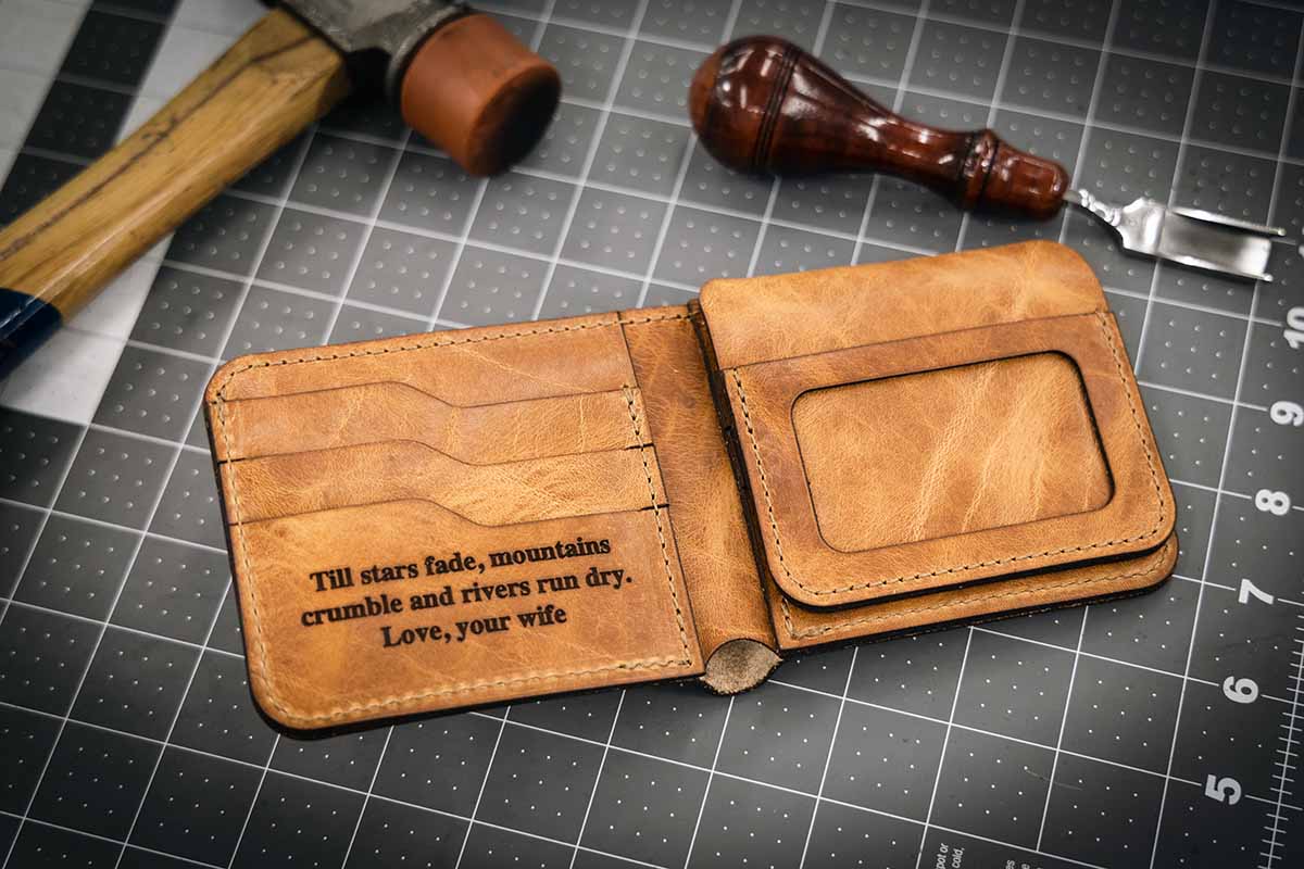 Personalised Handmade Leather Minimalist Bifold Wallet