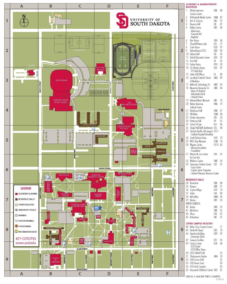 Campus Maps, Directions & Parking | University of South Dakota