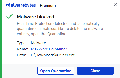 Protection against the Coinminer malware