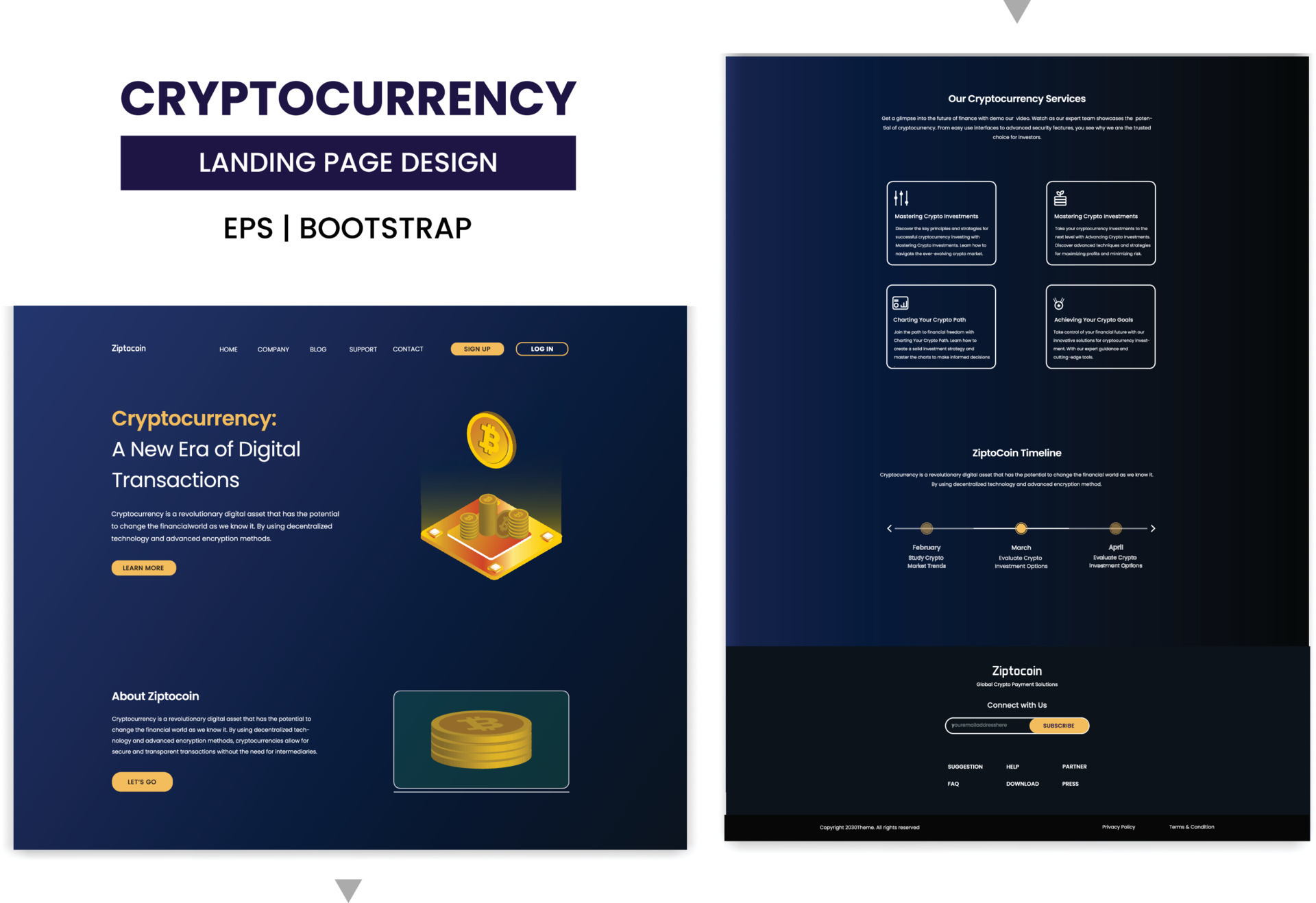 Cryptocurrency landing page design templates to capture leads page 1