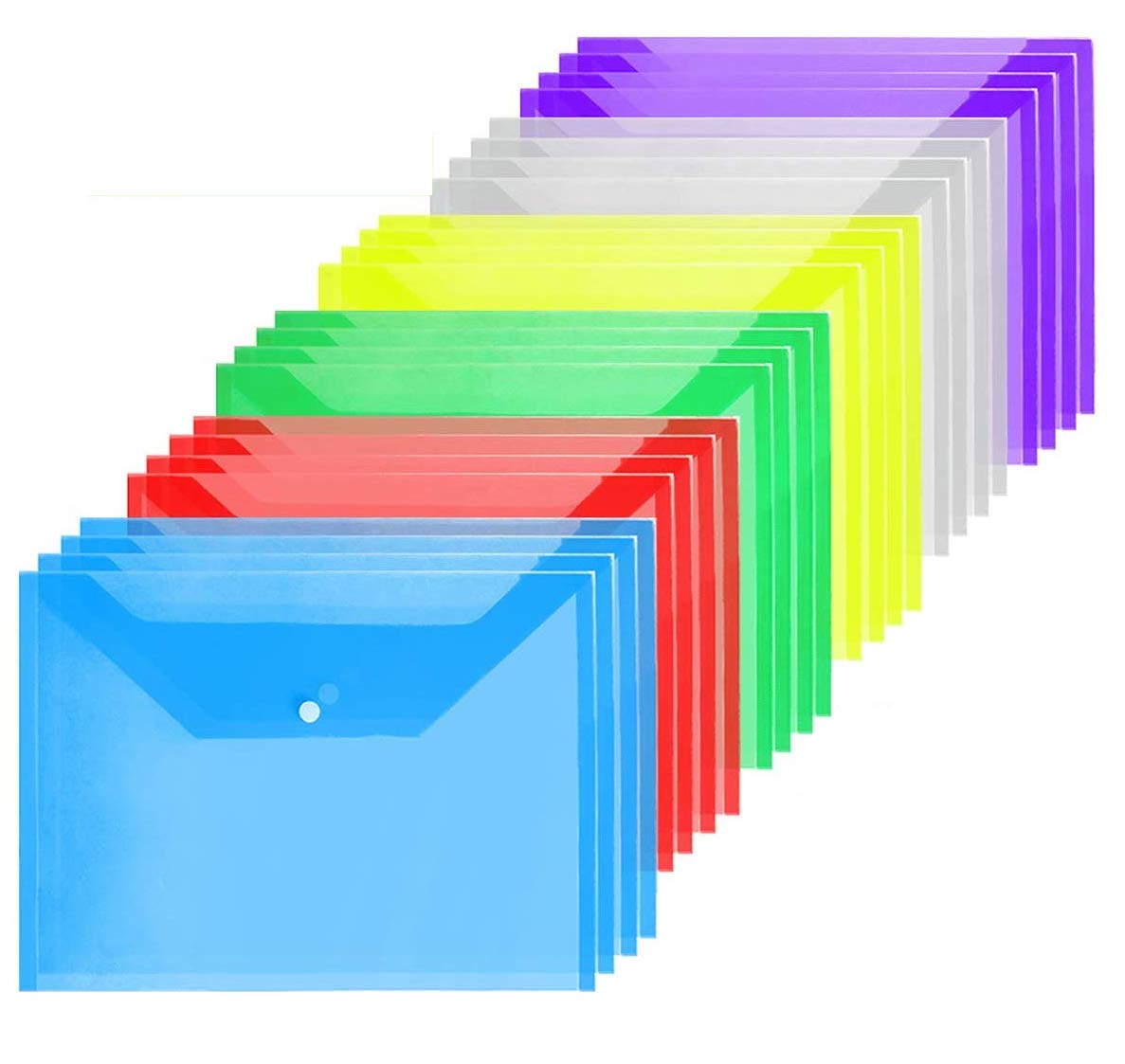 AVARTEK A4 Plastic Colour Document Wallets Wallet Filing Folders Stud Folder Coloured