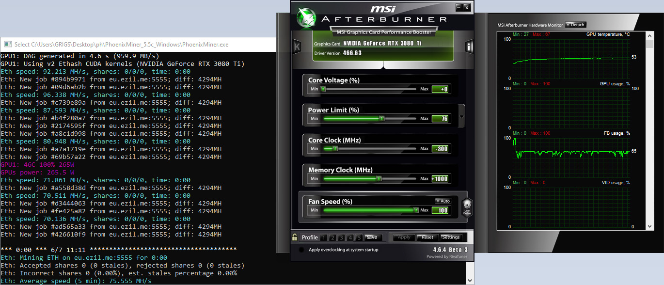 RTX (12GB) Mining Settings and Hashrate