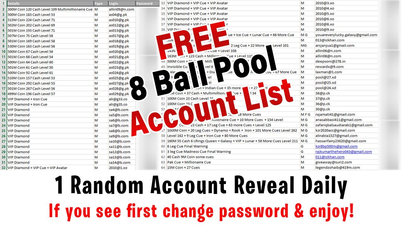 8 Ball Pool Free Account - 8 Ball Pool Reward Link - Free Coin, Cue And Cash