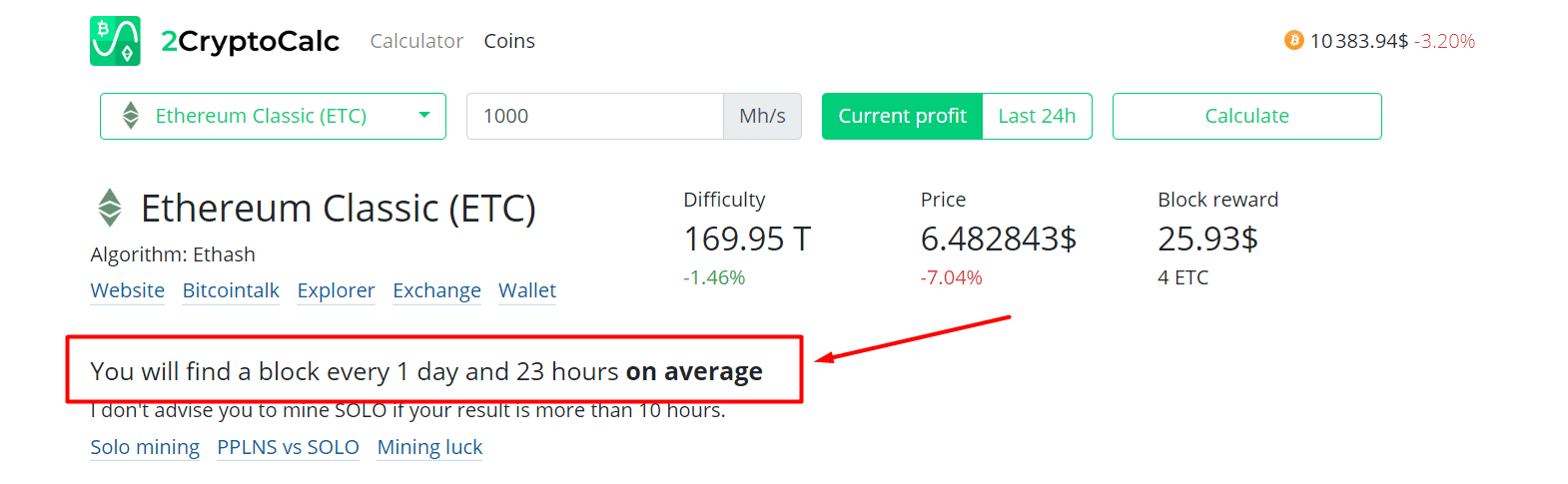 Ethereum Classic Mining Calculator