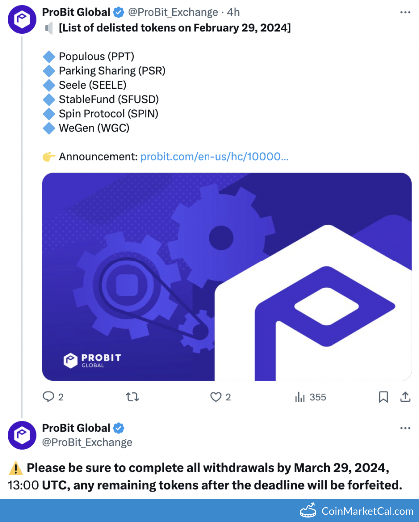 Populous(PPT) Exchange Wallet Address List and Balance Change | CoinCarp