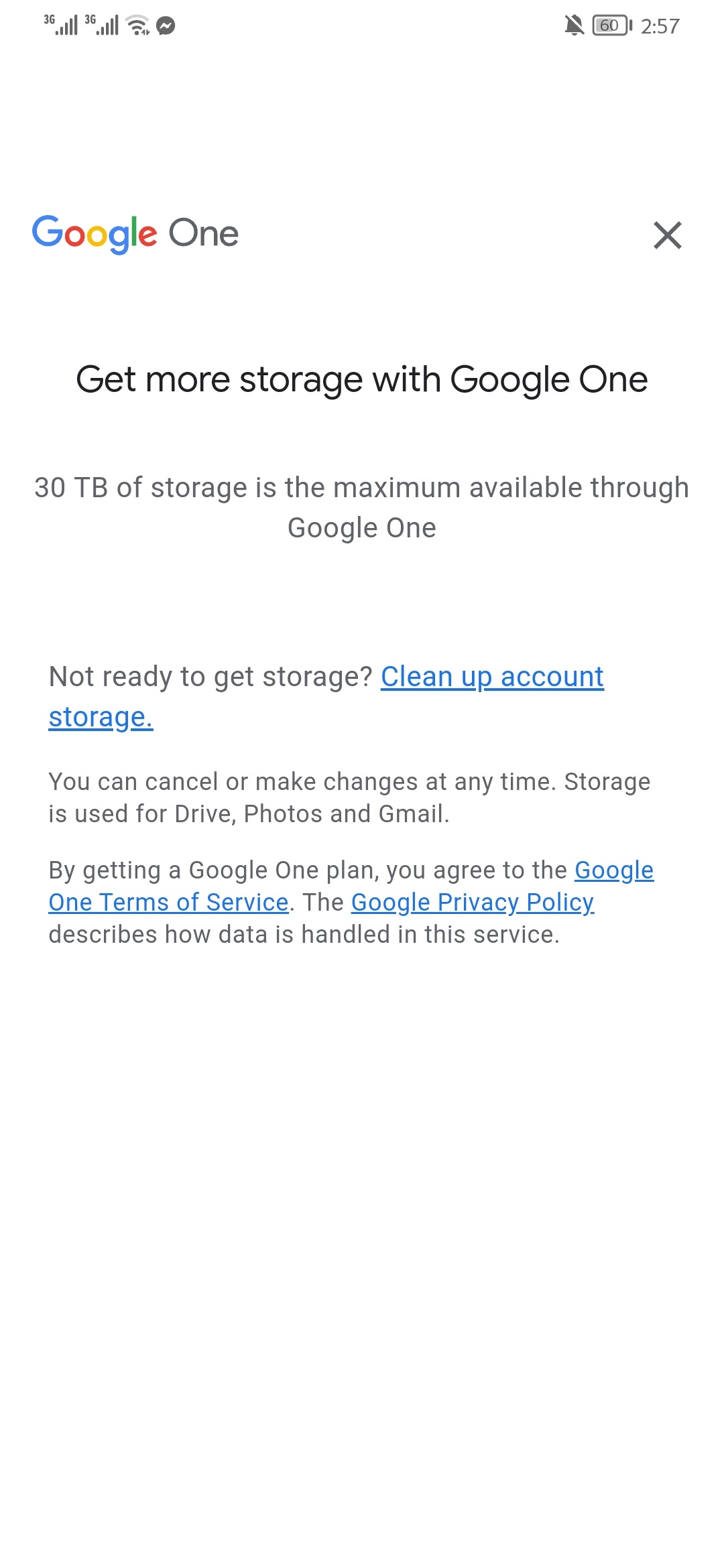 Buy more Google storage - Android - Google Drive Help