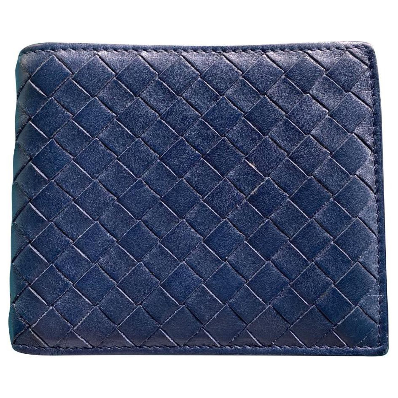 Leather Zippered Mega Mini Wallet - Crazy Horse Navy Blue | Galen - Galen Leather