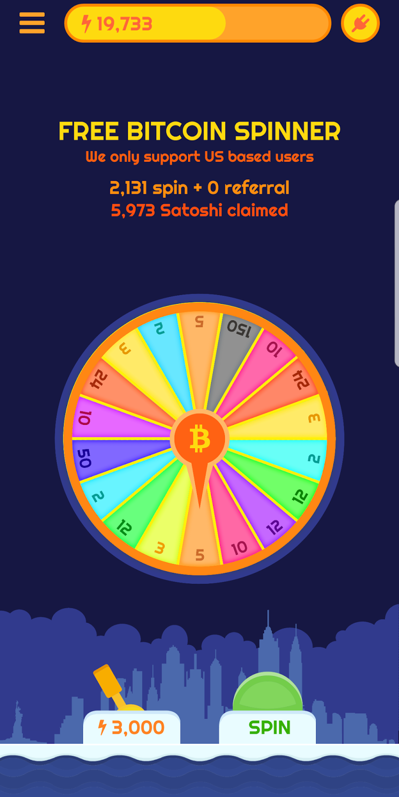 BTCspinner - Bitcoin Spinner Game, Bitcoin Faucet, Bitcoin Lottery