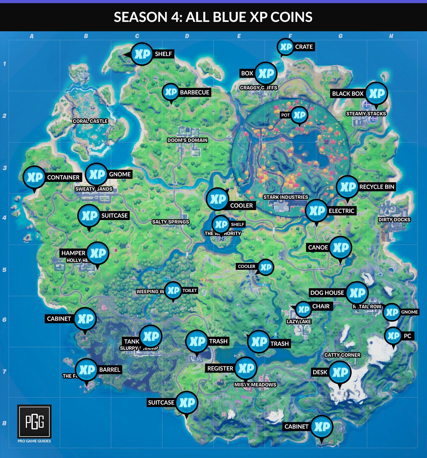 Fortnite Chapter 2 Season 4: Week 8 XP Coin Locations And Guide