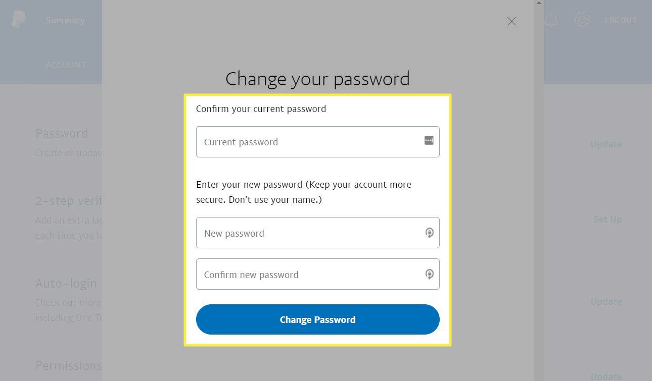 How to change password using the app - PayPal Community