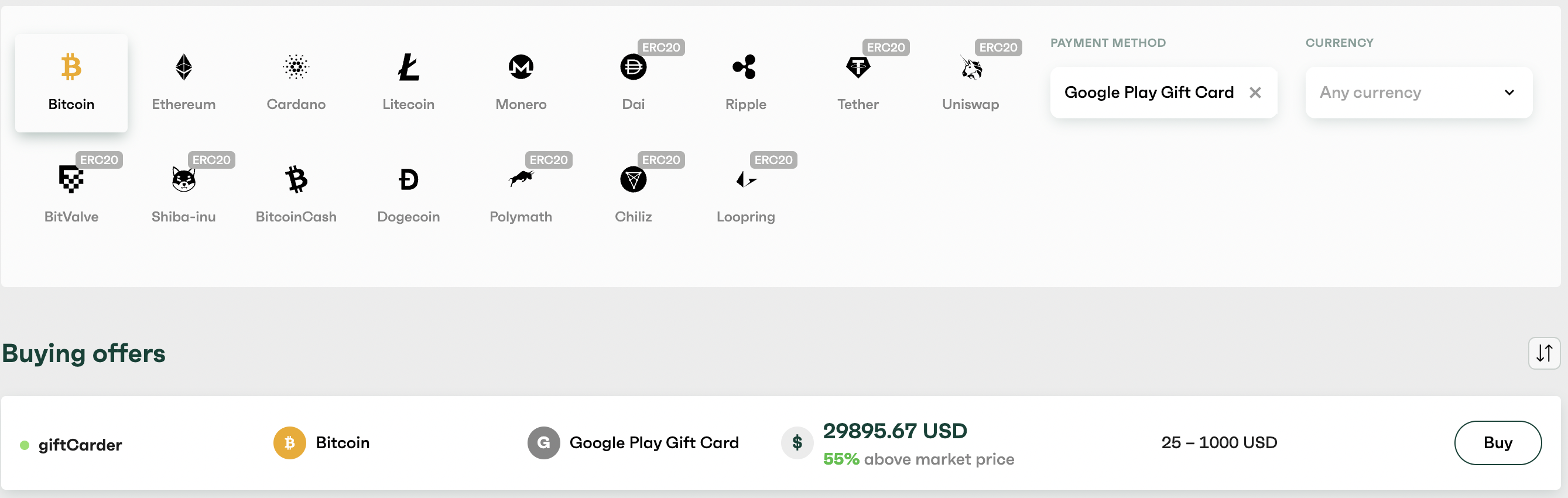 Buy Bitcoin with Google Play Gift Card