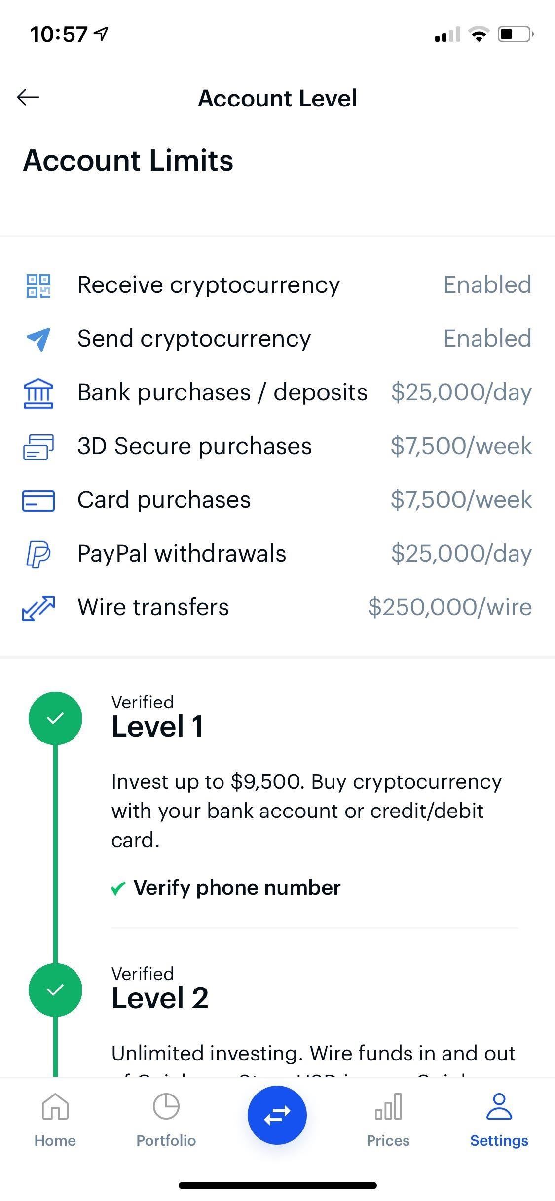 how to increase card purchase limit on coinbase