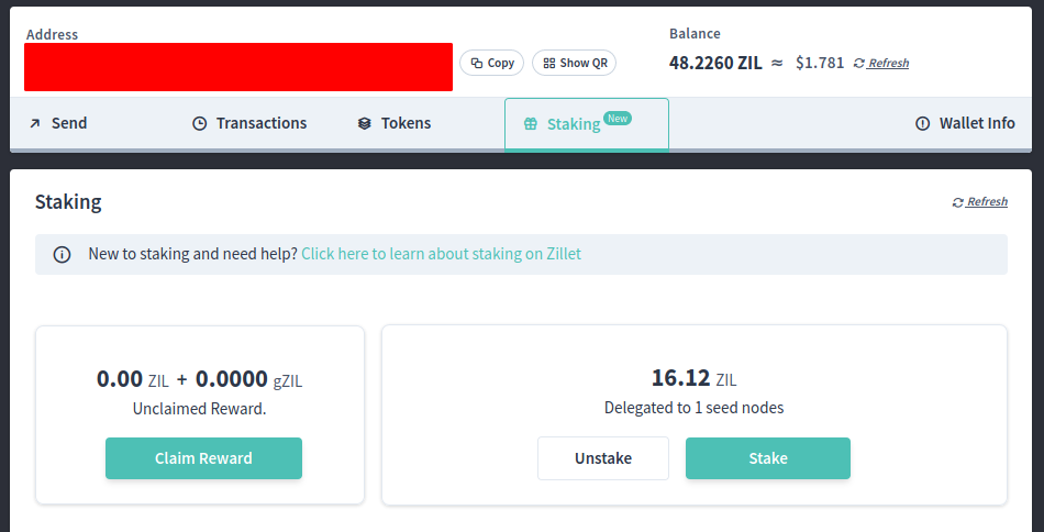 My Zilliqa Wallet