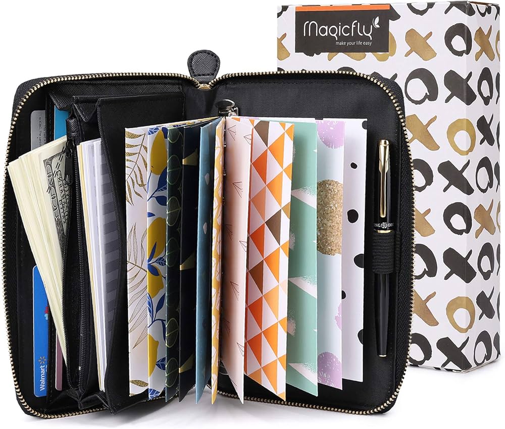 Amazon Live - Black Cash Envelope Wallet with 12 Floral Budget Envelopes