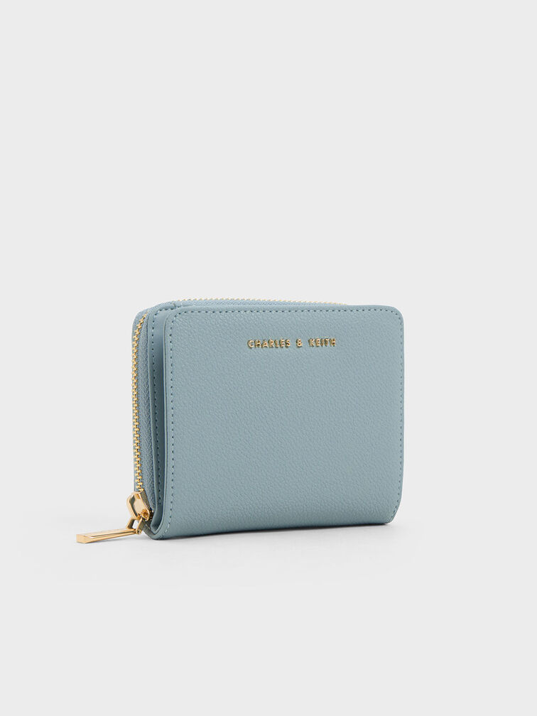 Light Blue Zip Around Short Wallet - CHARLES & KEITH US