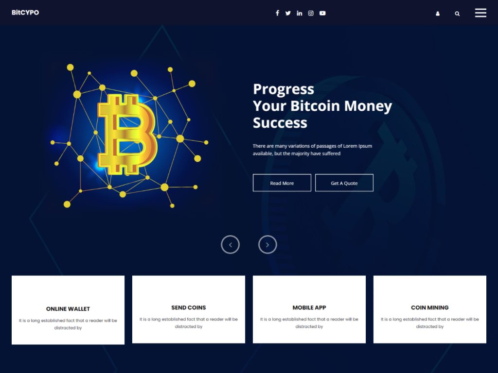 Cryptocurrency and Bitcoin site templates