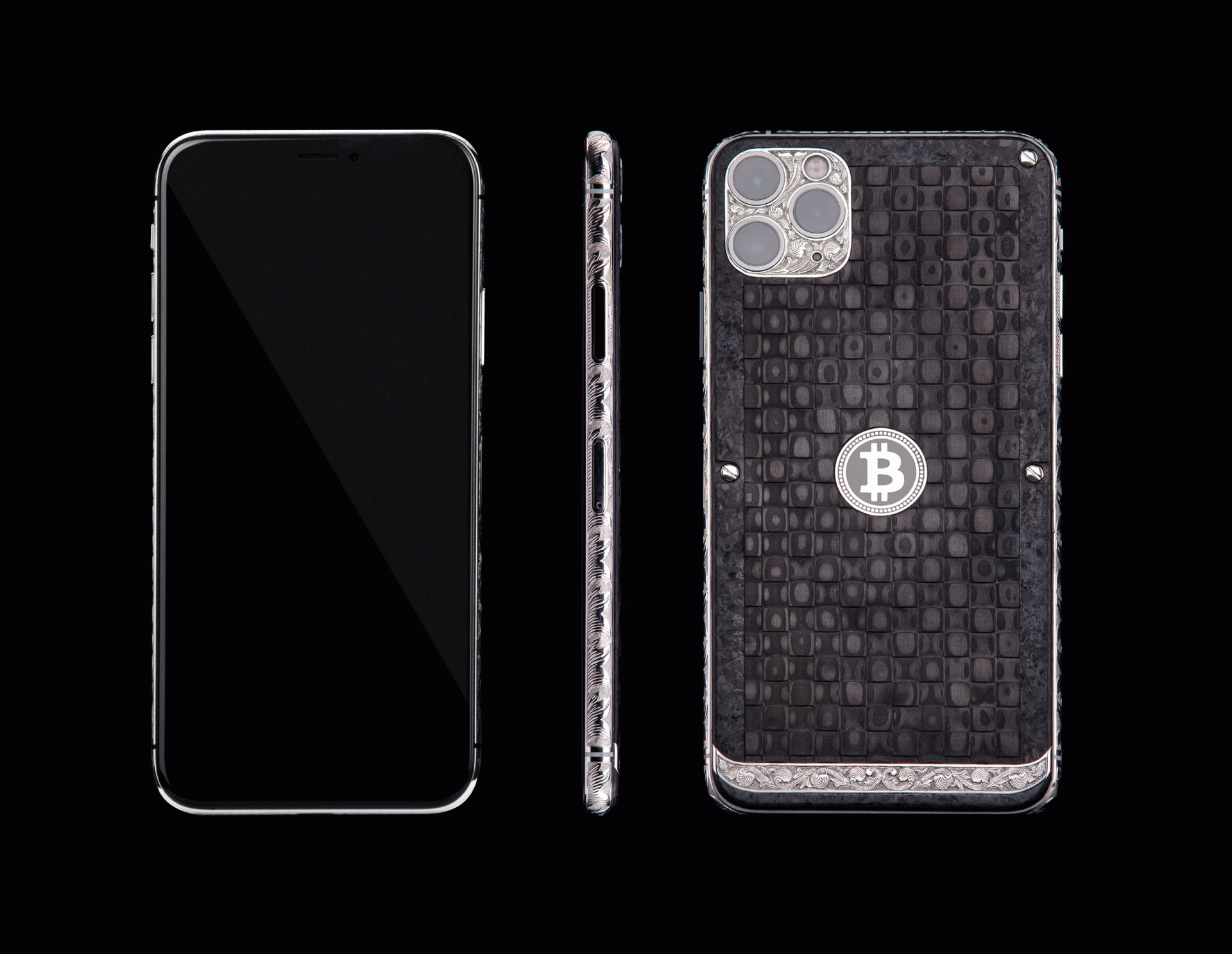 Platinum & Carbon iPhone 11 Pro Max BITCOIN Edition - Goldstriker International