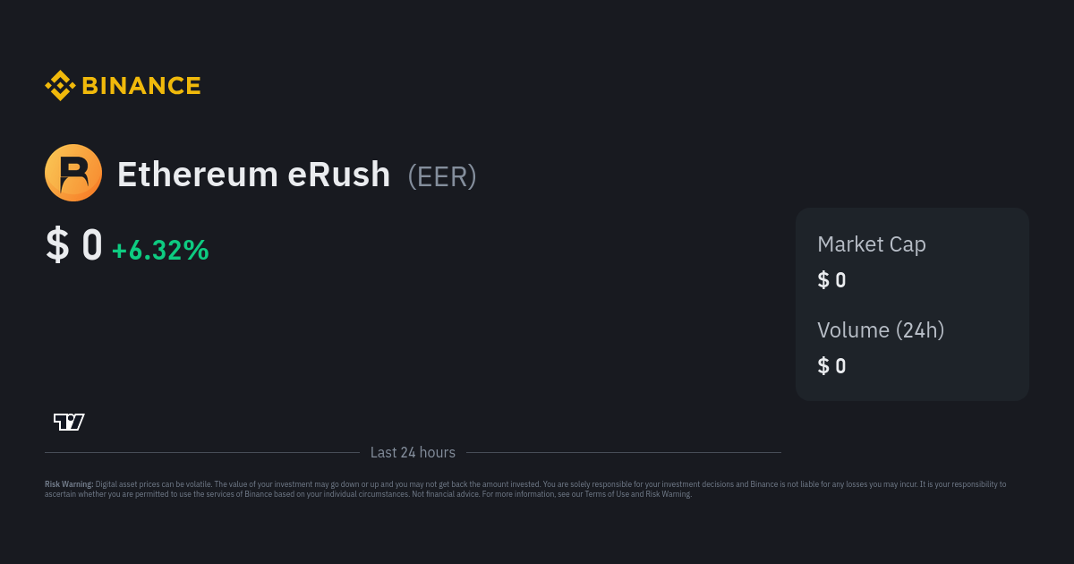 Ethereum eRush Price Today - EER Price Chart & Market Cap | CoinCodex