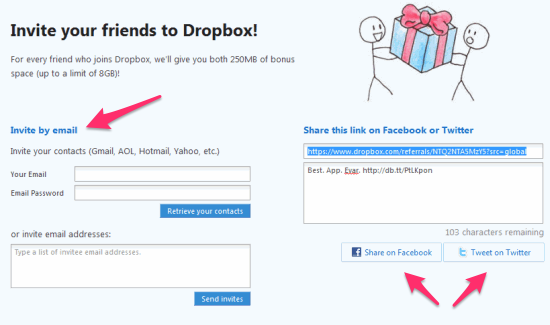 Extra MB Space at Dropbox - Give Refer
