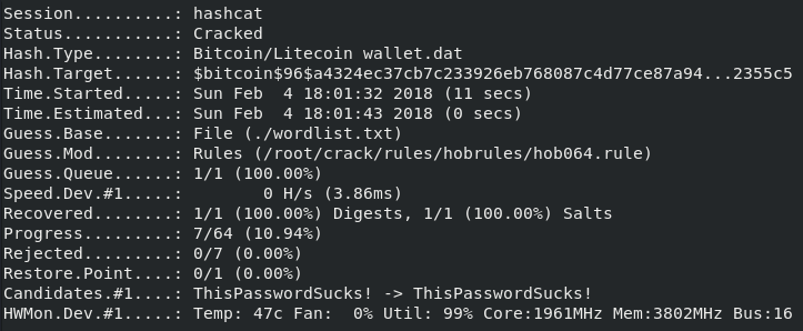 Status: Exhausted Bitcoin Wallet Passphrase Recovery