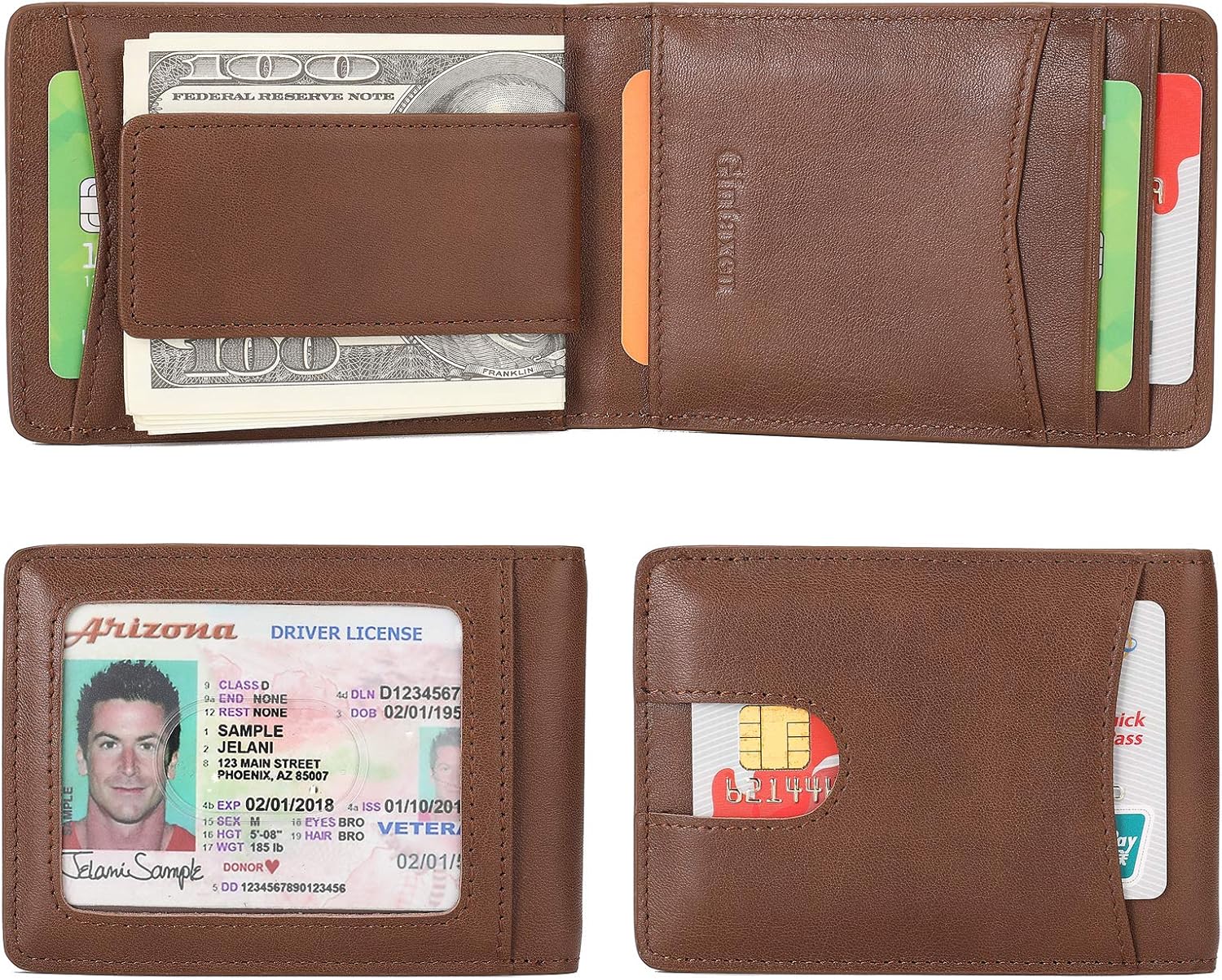 Men's Genuine Leather Trifold Wallet with RFID Blocking