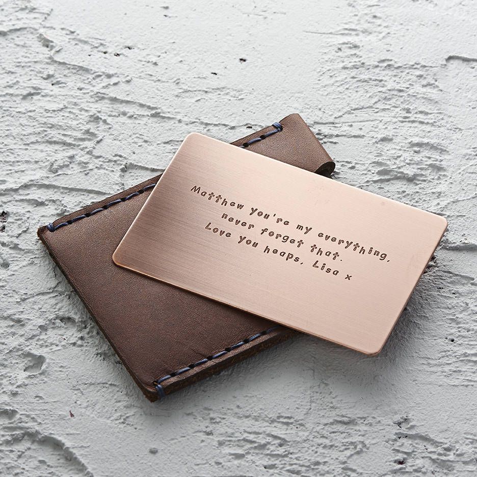 Personalized Metal Wallet Insert Card Custom Engraved by EngraveMeThis