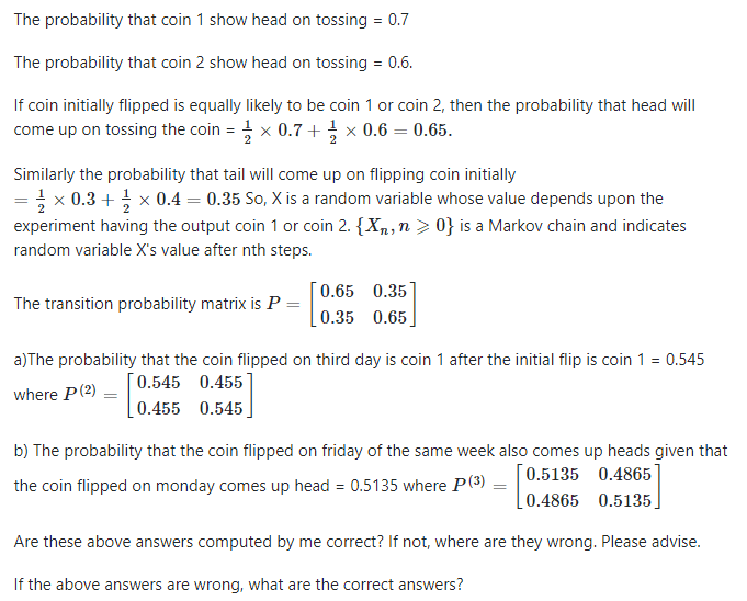 Generalizing the Coin Toss Markov Model - Jim Killingsworth