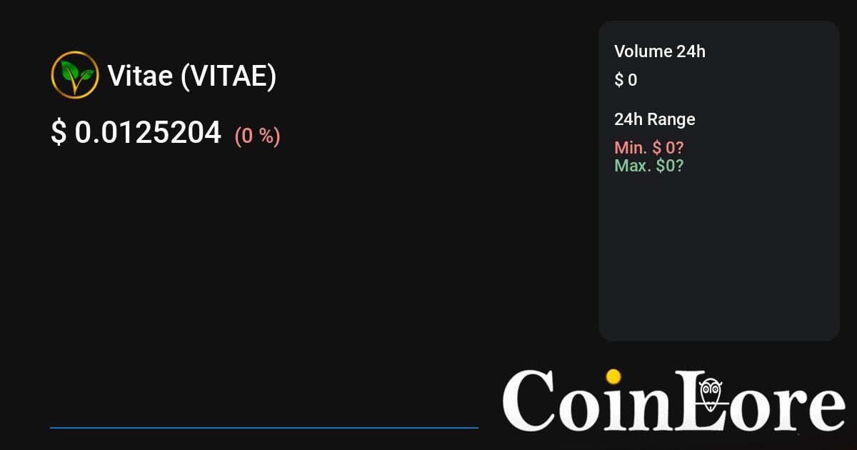 Vitae (VITAE) live coin price, charts, markets & liquidity