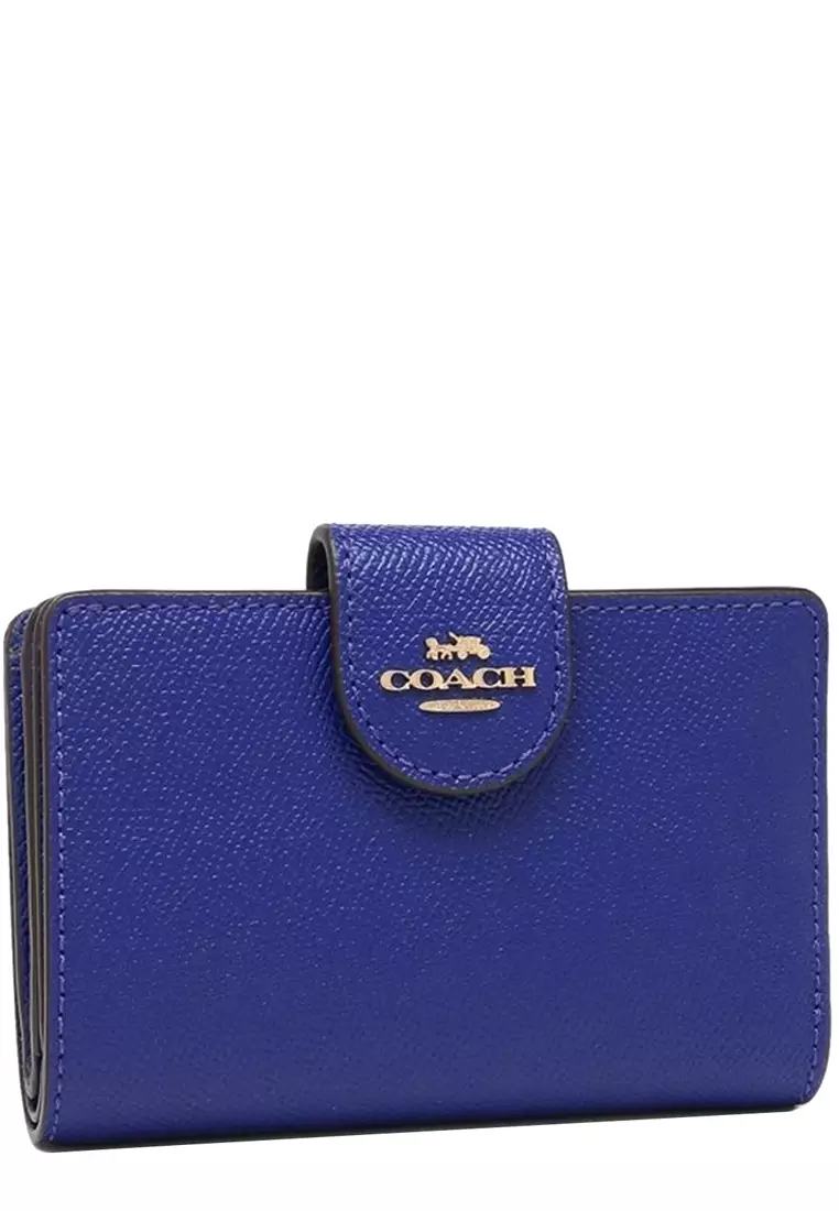 COACH Medium Leather Corner Zip Wallet in Midnight / navy blue | Zip wallet, Leather, Coach